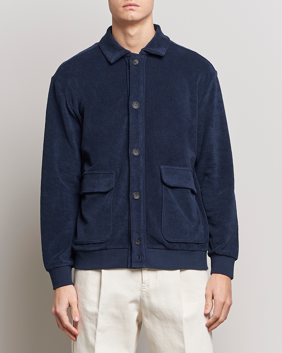 Herre | Trøjer | Zanone | Terry Cotton Jersey Jacket Navy