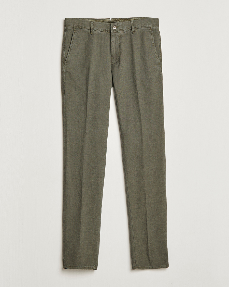Herre | Bukser | Incotex | Slim Fit Overdyed Pattern Slacks Dark Green