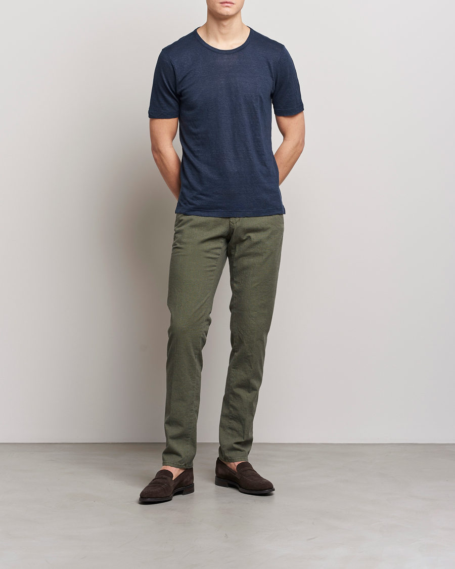 Herre | Bukser | Incotex | Slim Fit Overdyed Pattern Slacks Dark Green