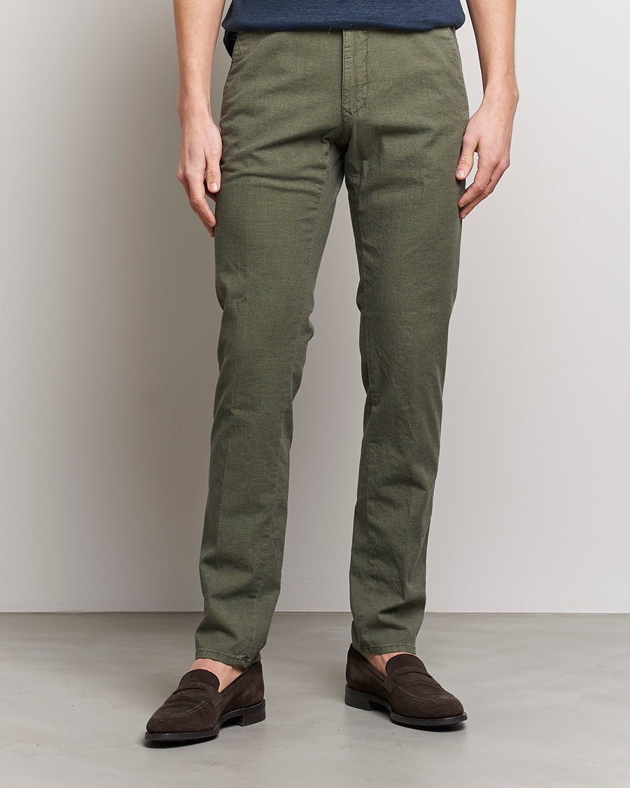 Herre | Bukser | Incotex | Slim Fit Overdyed Pattern Slacks Dark Green