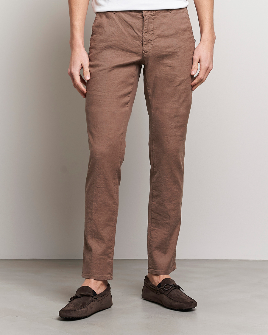 Herre | Bukser | Incotex | Slim Fit Cotton/Linen Slacks Brown