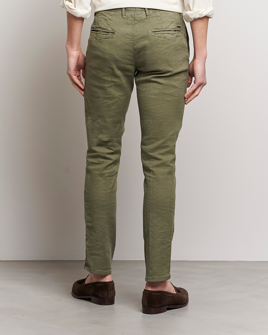 Herre | Bukser | Incotex | Slim Fit Cotton/Linen Slacks Olive