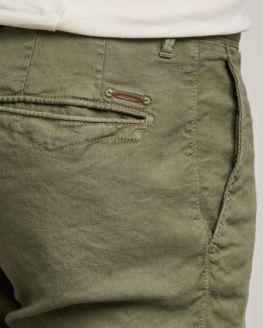 Herre | Bukser | Incotex | Slim Fit Cotton/Linen Slacks Olive