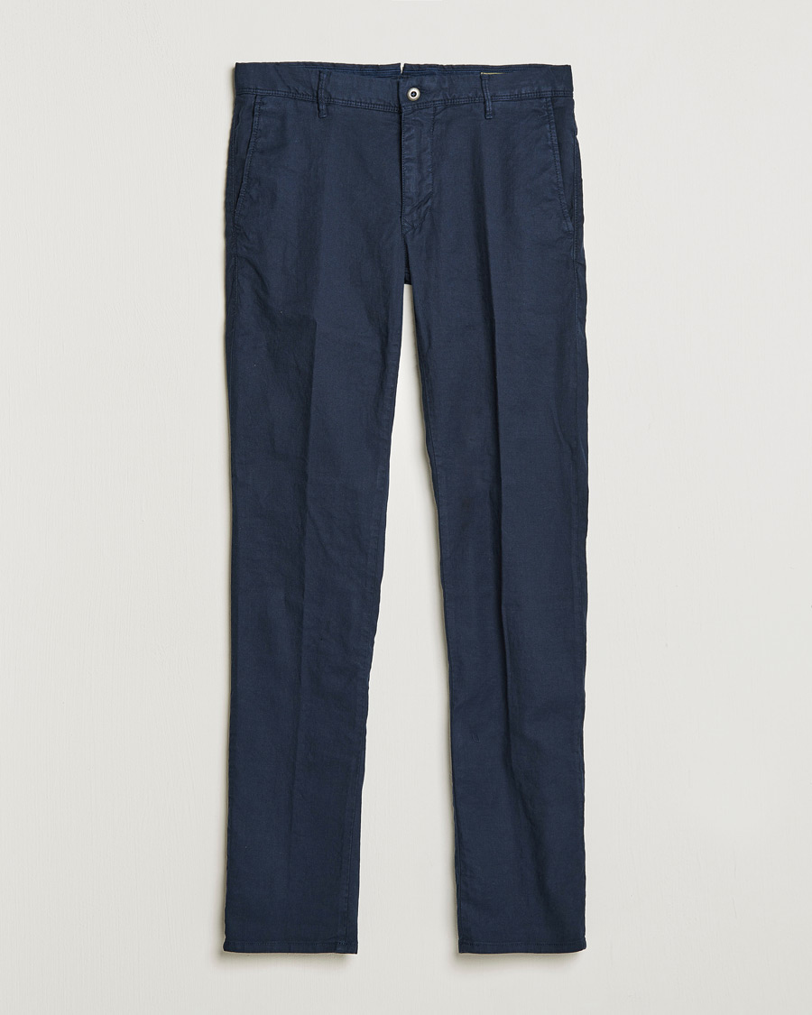 Herre | Bukser | Incotex | Slim Fit Cotton/Linen Slacks Navy