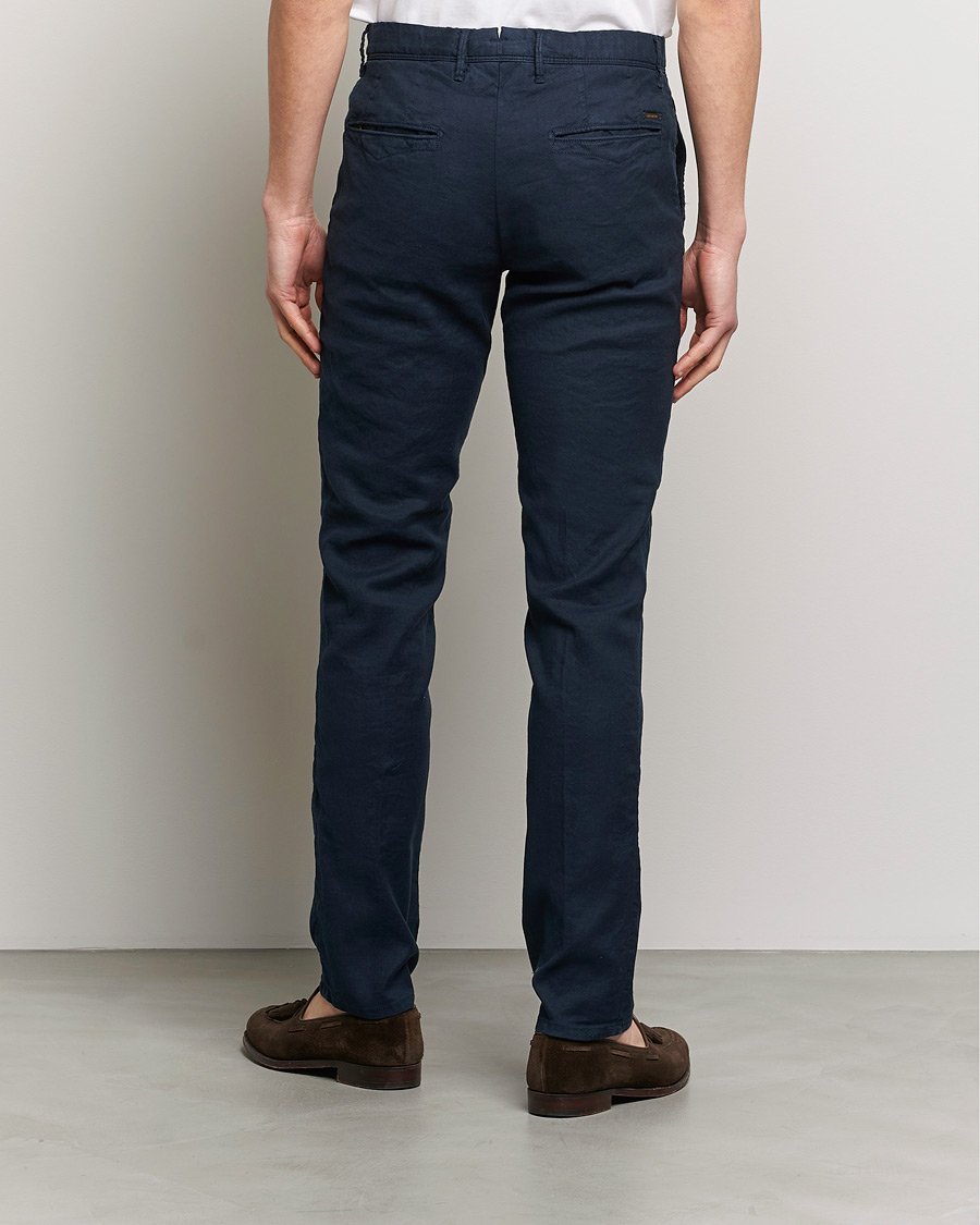 Herre | Bukser | Incotex | Slim Fit Cotton/Linen Slacks Navy