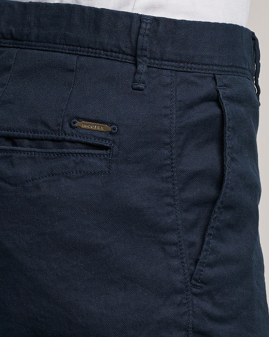 Herre | Bukser | Incotex | Slim Fit Cotton/Linen Slacks Navy