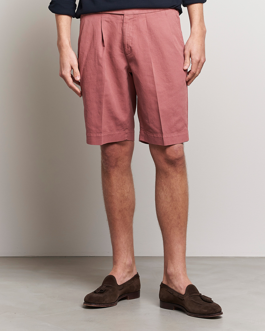 Herre | Shorts | Incotex | Pleated Chinolino Shorts Brick