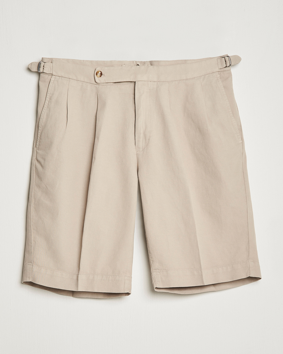 Herre | Shorts | Incotex | Pleated Chinolino Shorts Beige