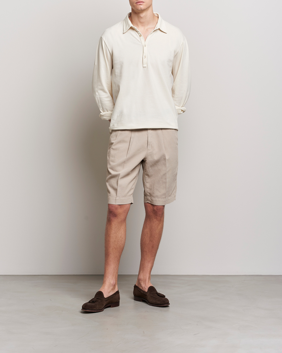 Herre | Shorts | Incotex | Pleated Chinolino Shorts Beige