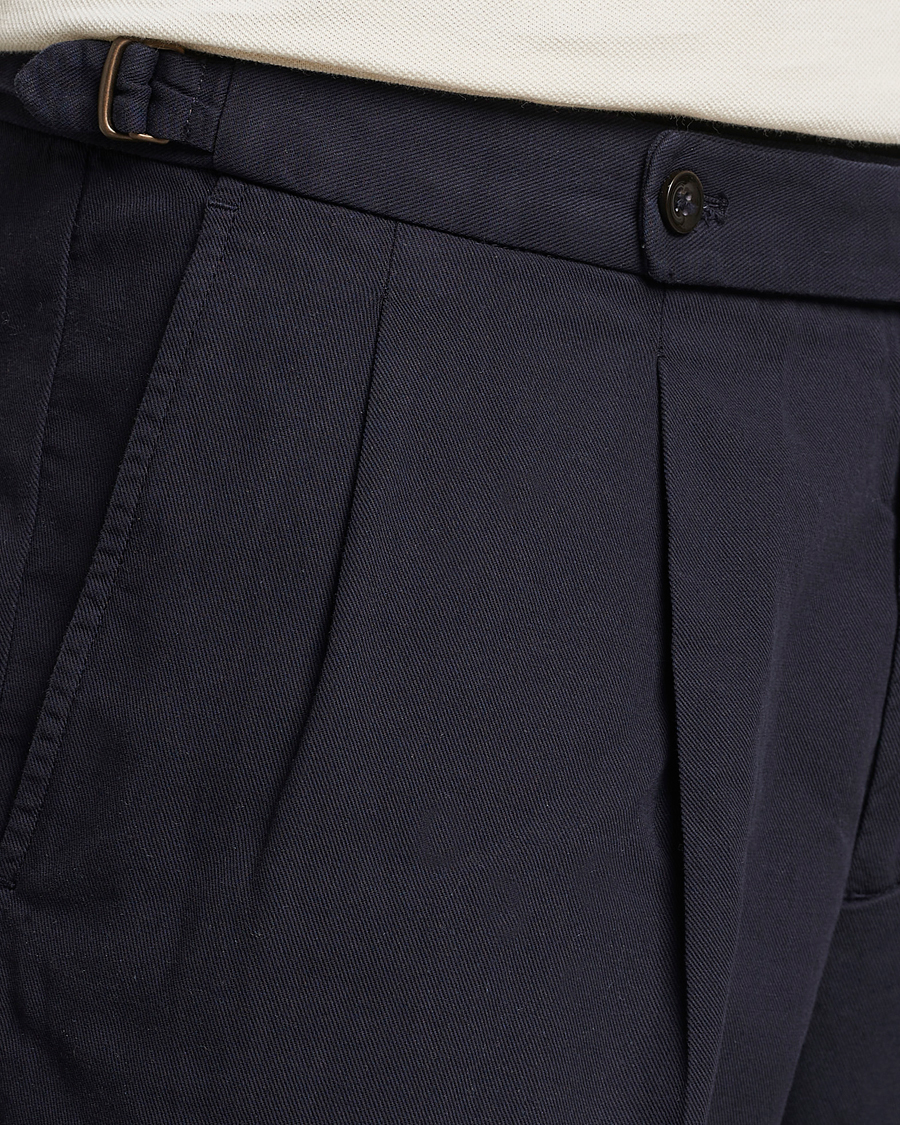 Herre | Shorts | Incotex | Pleated Chinolino Shorts Navy