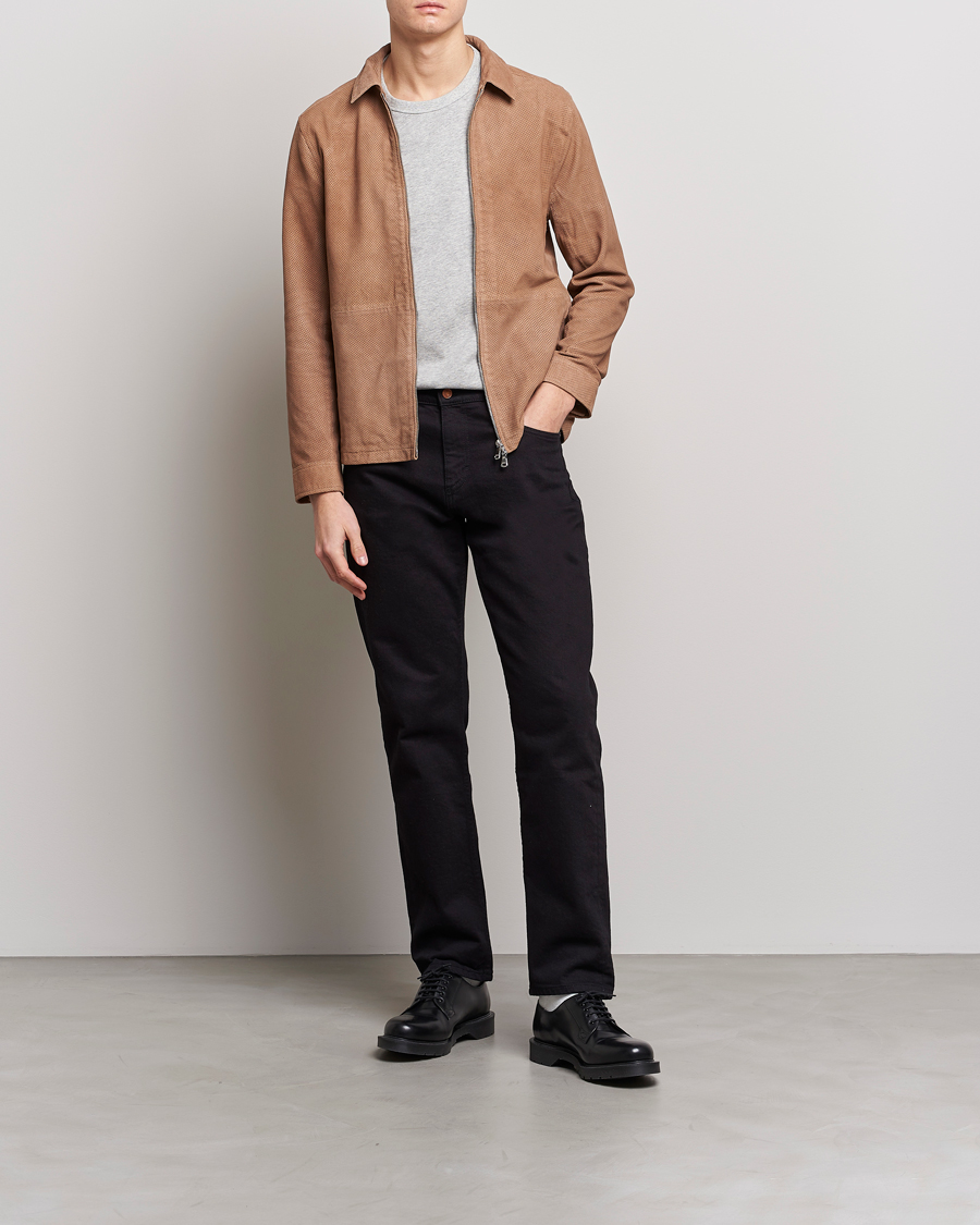 Herre | Jakker | J.Lindeberg | Jonah Perforated Suede Overshirt Tiger Brown
