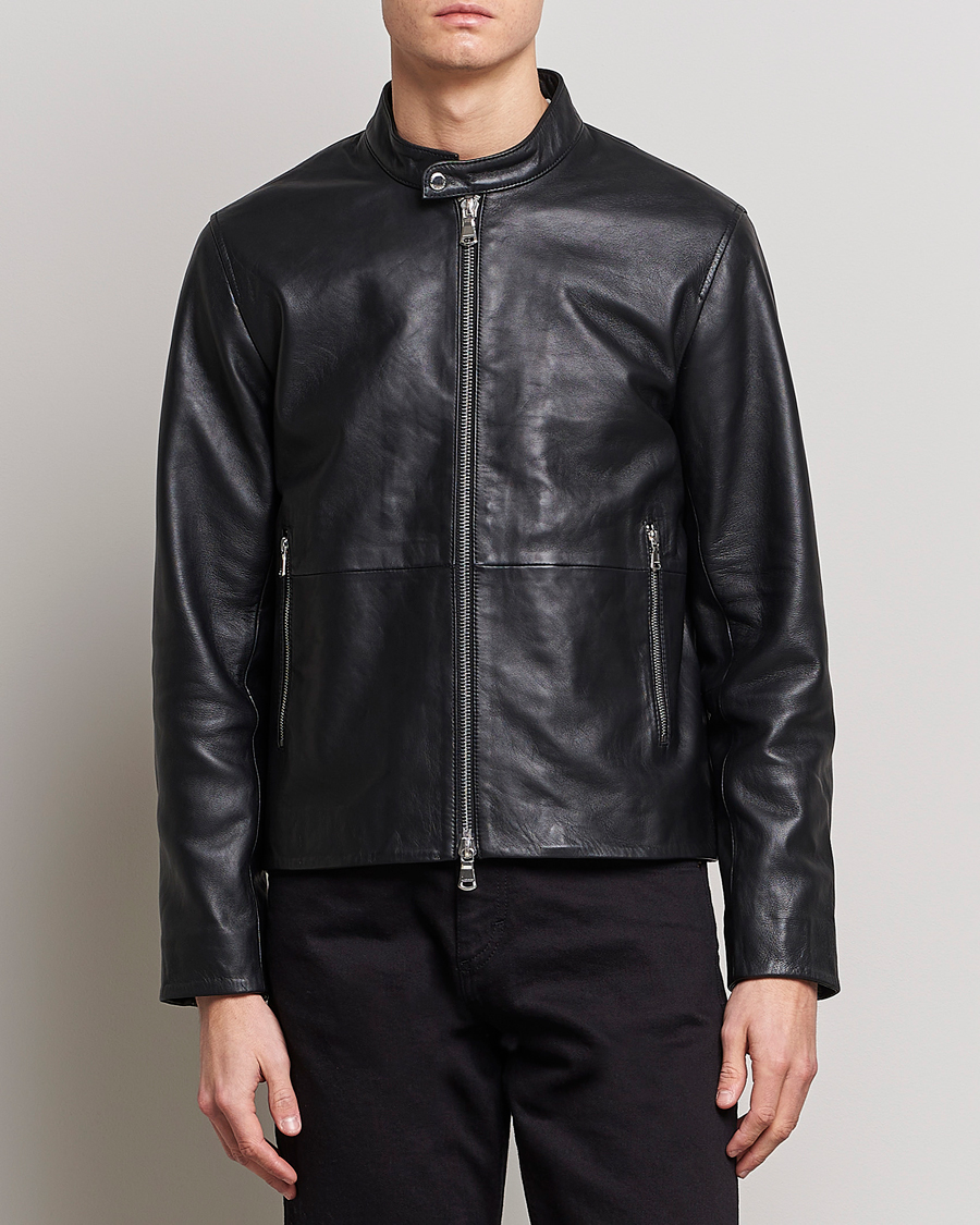 Herre | J.Lindeberg | J.Lindeberg | Boris Biker Leather Jacket Black