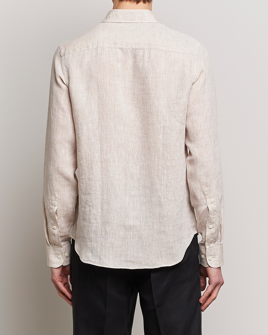 Herre | Skjorter | J.Lindeberg | Slim Fit Linen Melange Shirt Safari Beige