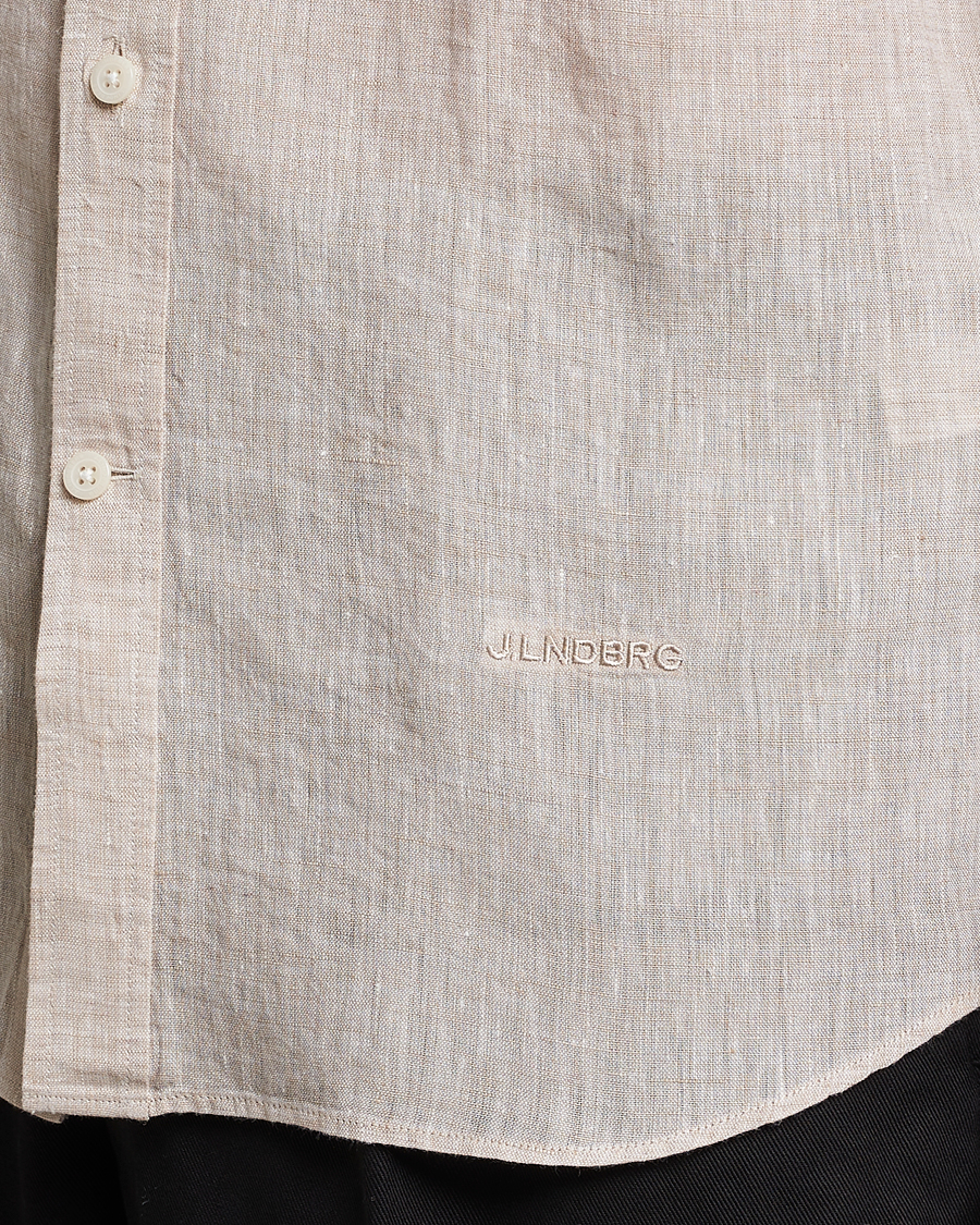 Herre | Skjorter | J.Lindeberg | Slim Fit Linen Melange Shirt Safari Beige