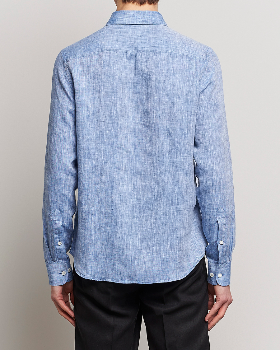 Herre | Skjorter | J.Lindeberg | Slim Fit Linen Melange Shirt Lapis Blue