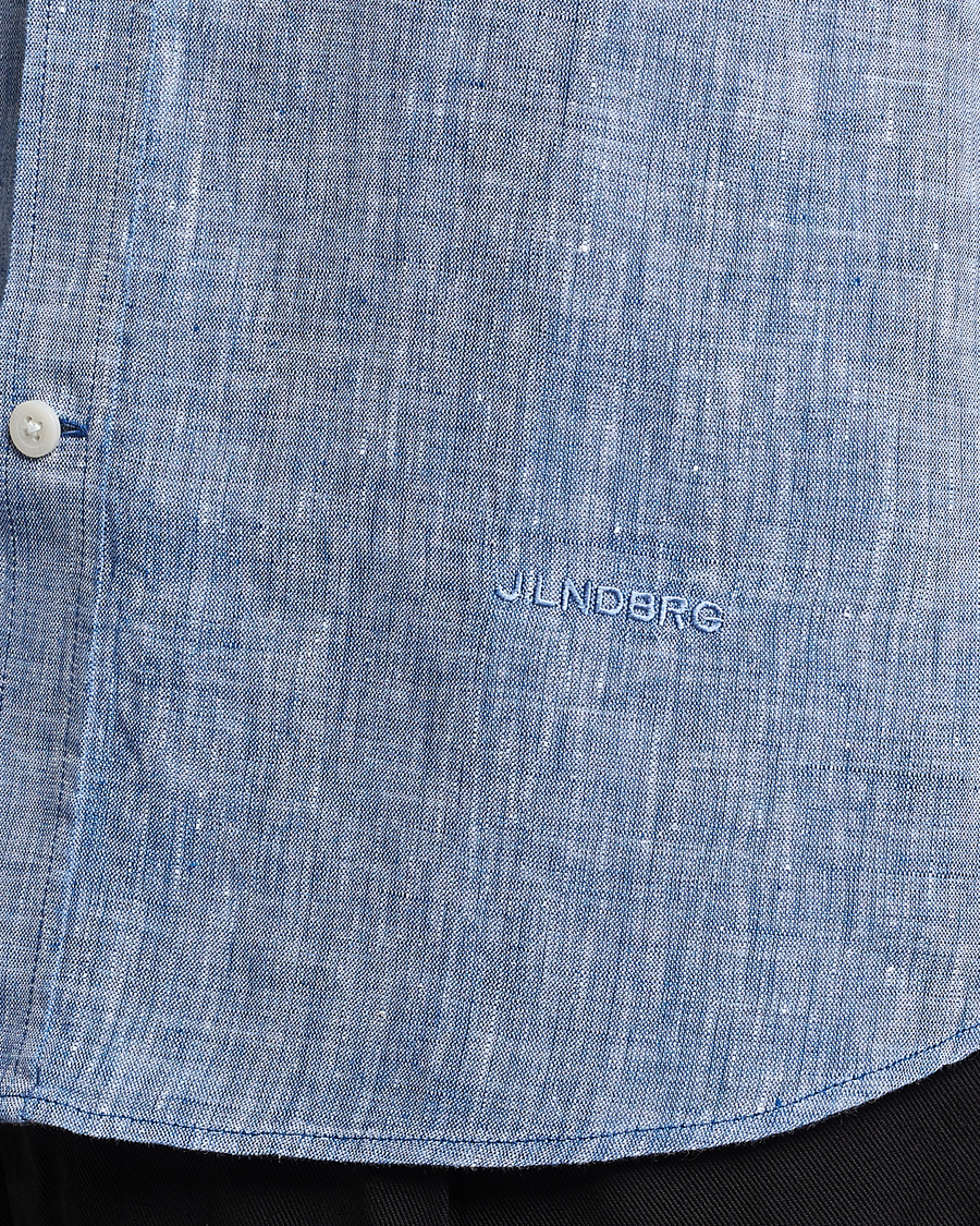 Herre | Skjorter | J.Lindeberg | Slim Fit Linen Melange Shirt Lapis Blue