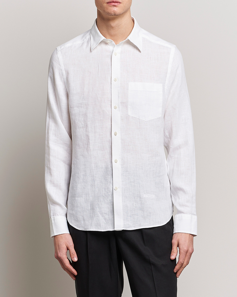 Herre | Hørskjorter | J.Lindeberg | Slim Fit Clean Linen Shirt White