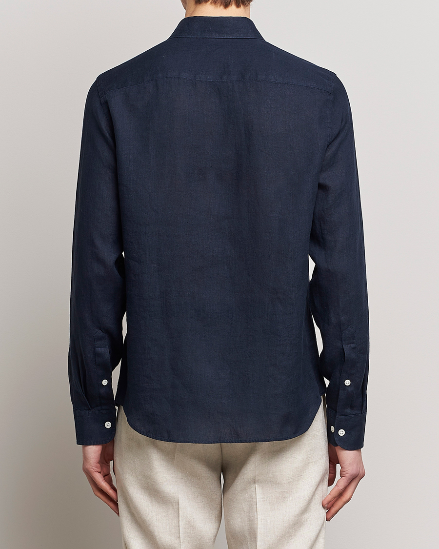 Herre | Skjorter | J.Lindeberg | Slim Fit Clean Linen Shirt Navy