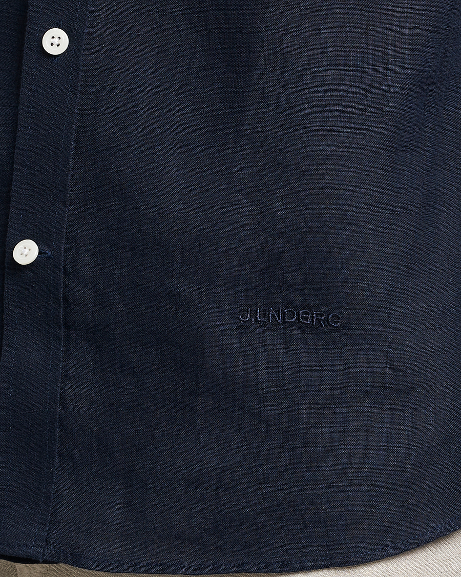Herre | Skjorter | J.Lindeberg | Slim Fit Clean Linen Shirt Navy