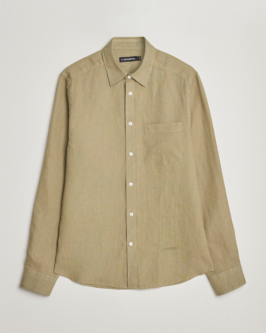 Herre | Skjorter | J.Lindeberg | Slim Fit Clean Linen Shirt Aloe