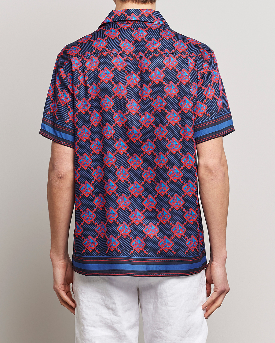 Herre | Skjorter | J.Lindeberg | Elio Diamond JL Print Short Sleev Lyocell Shirt Navy