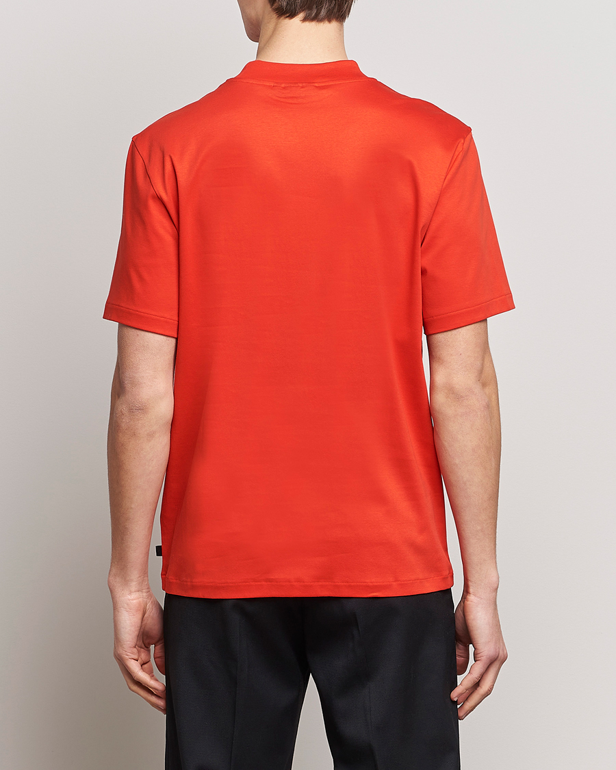 Herre | T-Shirts | J.Lindeberg | Ace Mock Neck Mercerized Cotton T-Shirt Fiery Red