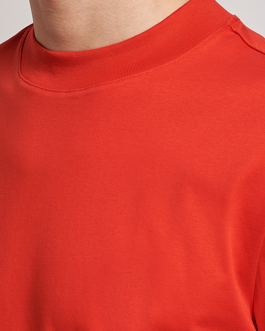 Herre | T-Shirts | J.Lindeberg | Ace Mock Neck Mercerized Cotton T-Shirt Fiery Red