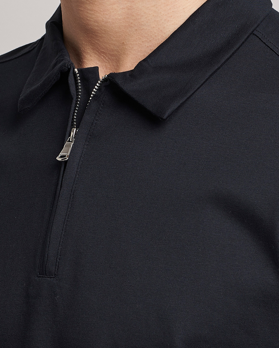 Herre | Polotrøjer | J.Lindeberg | Asher Zip Mercerized Cotton Polo Black
