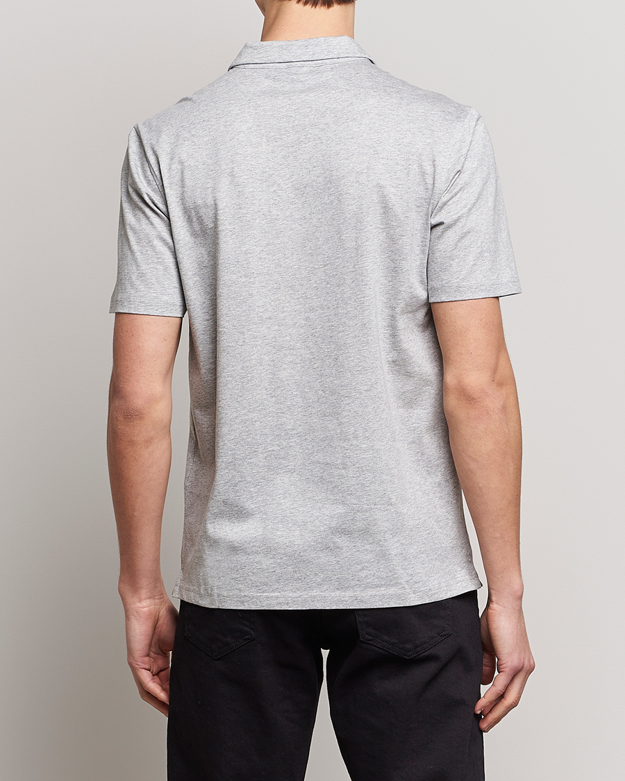 Herre | Polotrøjer | J.Lindeberg | Asher Zip Mercerized Cotton Polo Light Grey Melange