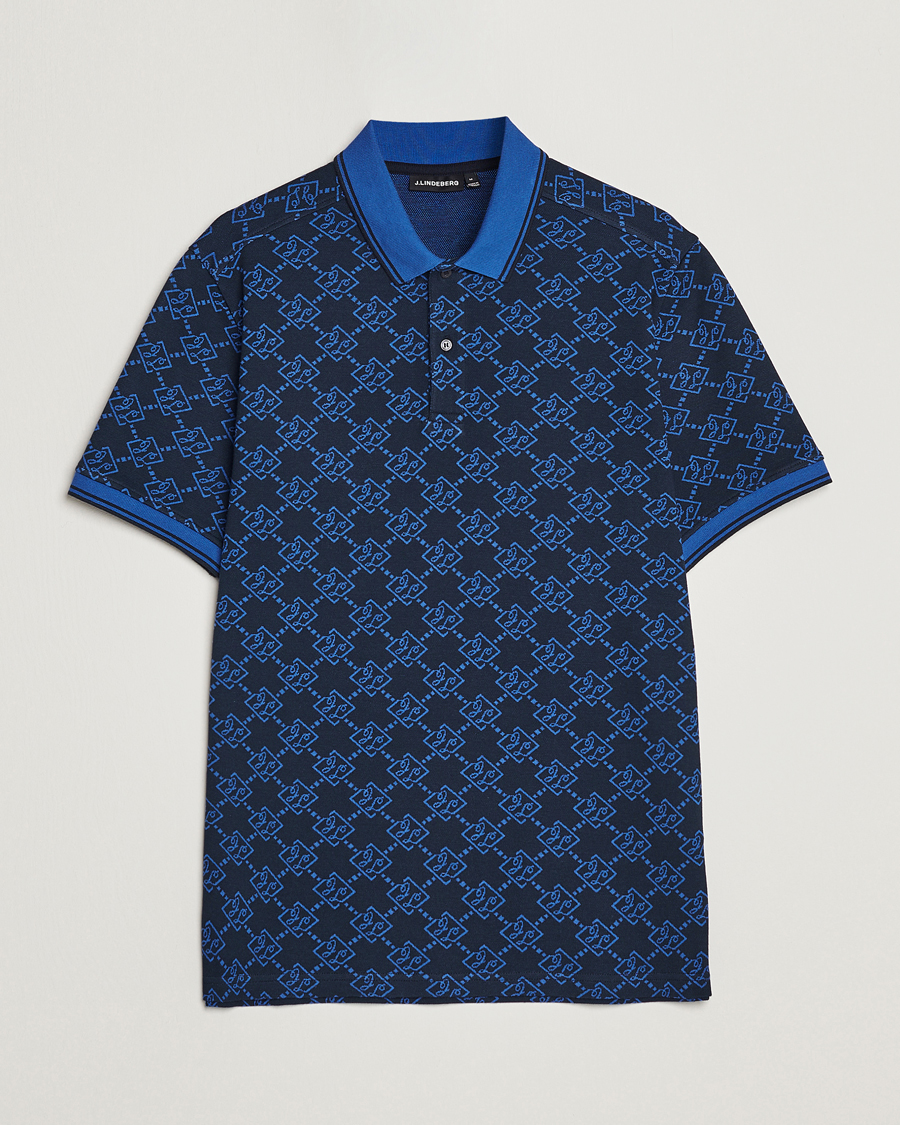 Herre | Polotrøjer | J.Lindeberg | Deklan Organic Cotton Jacquard Polo Navy