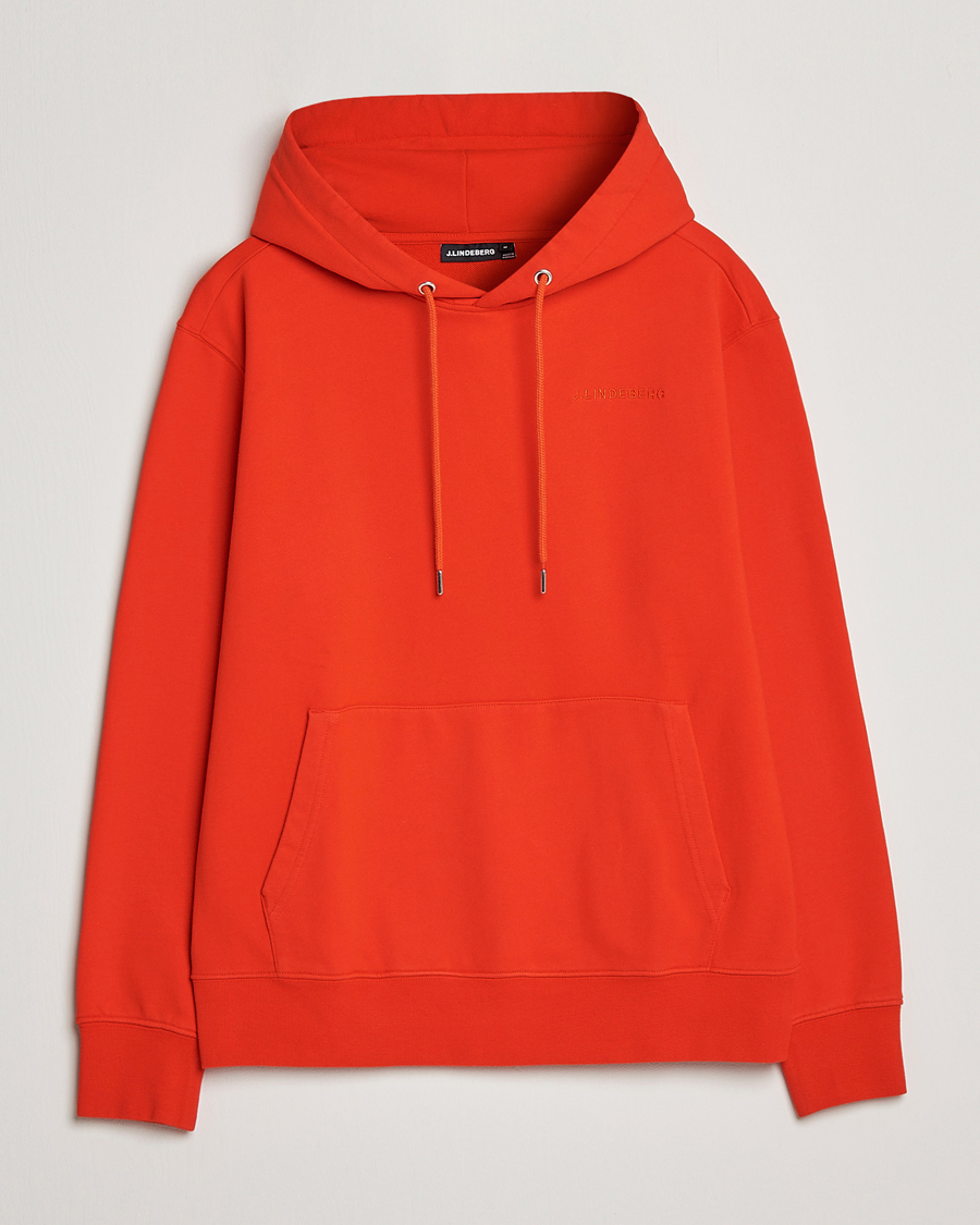 Herre | Trøjer | J.Lindeberg | Chip Cotton Hoodie Fiery Red