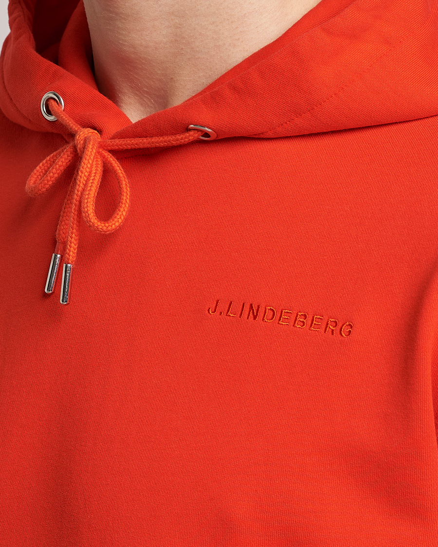Herre | Trøjer | J.Lindeberg | Chip Cotton Hoodie Fiery Red