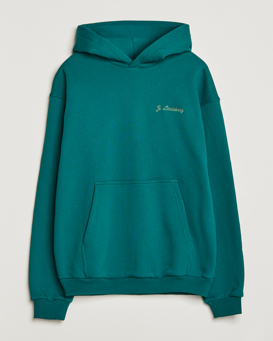 Herre | Trøjer | J.Lindeberg | Karson Graphic Organic Cotton Hoodie Rain Forest