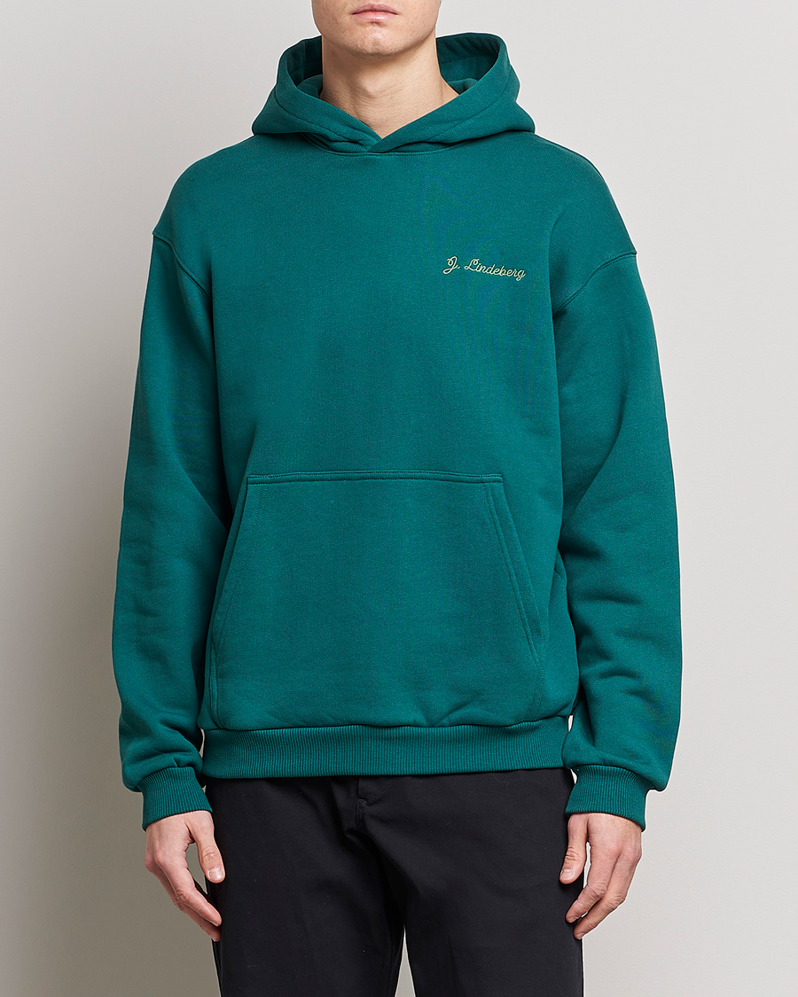 Herre | Trøjer | J.Lindeberg | Karson Graphic Organic Cotton Hoodie Rain Forest