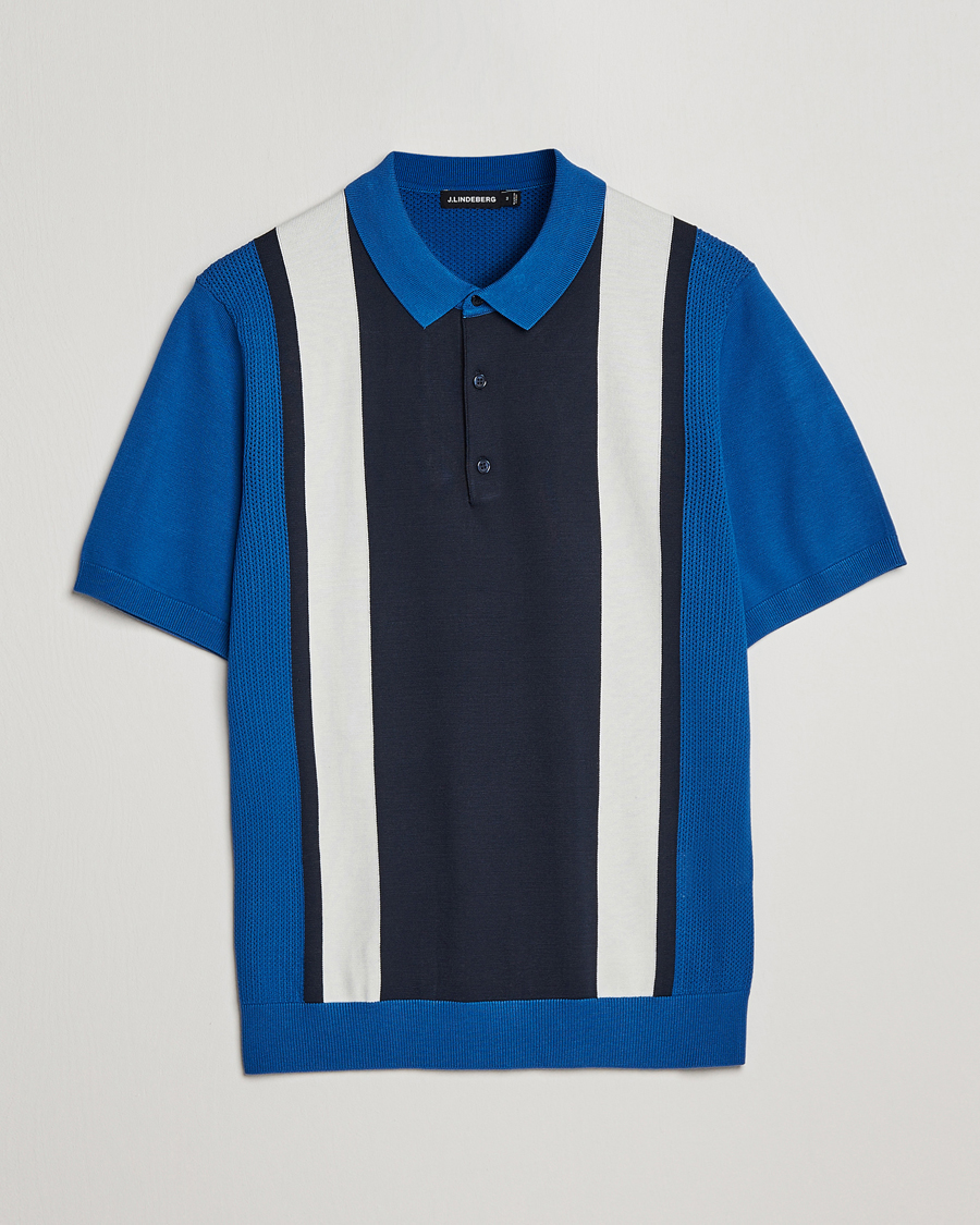 Herre | Polotrøjer | J.Lindeberg | Rey Stripe Knitted Polo Navy