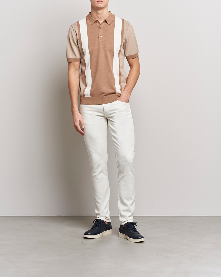 Herre | Polotrøjer | J.Lindeberg | Rey Stripe Knitted Polo Tiger Brown