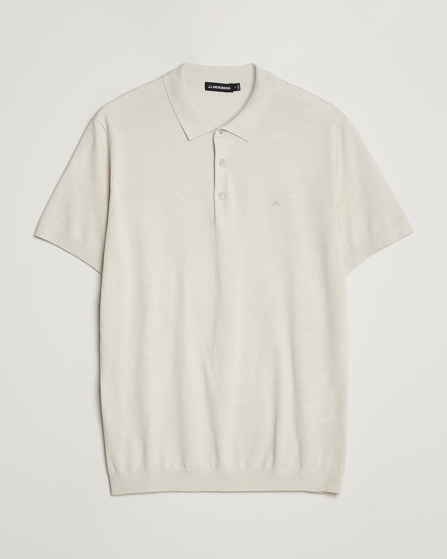 Herre | Polotrøjer | J.Lindeberg | Ridge Rayon Silk Polo Light Grey Melange