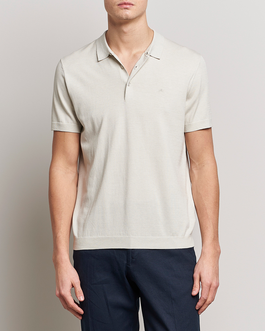 Herre | Polotrøjer | J.Lindeberg | Ridge Rayon Silk Polo Light Grey Melange