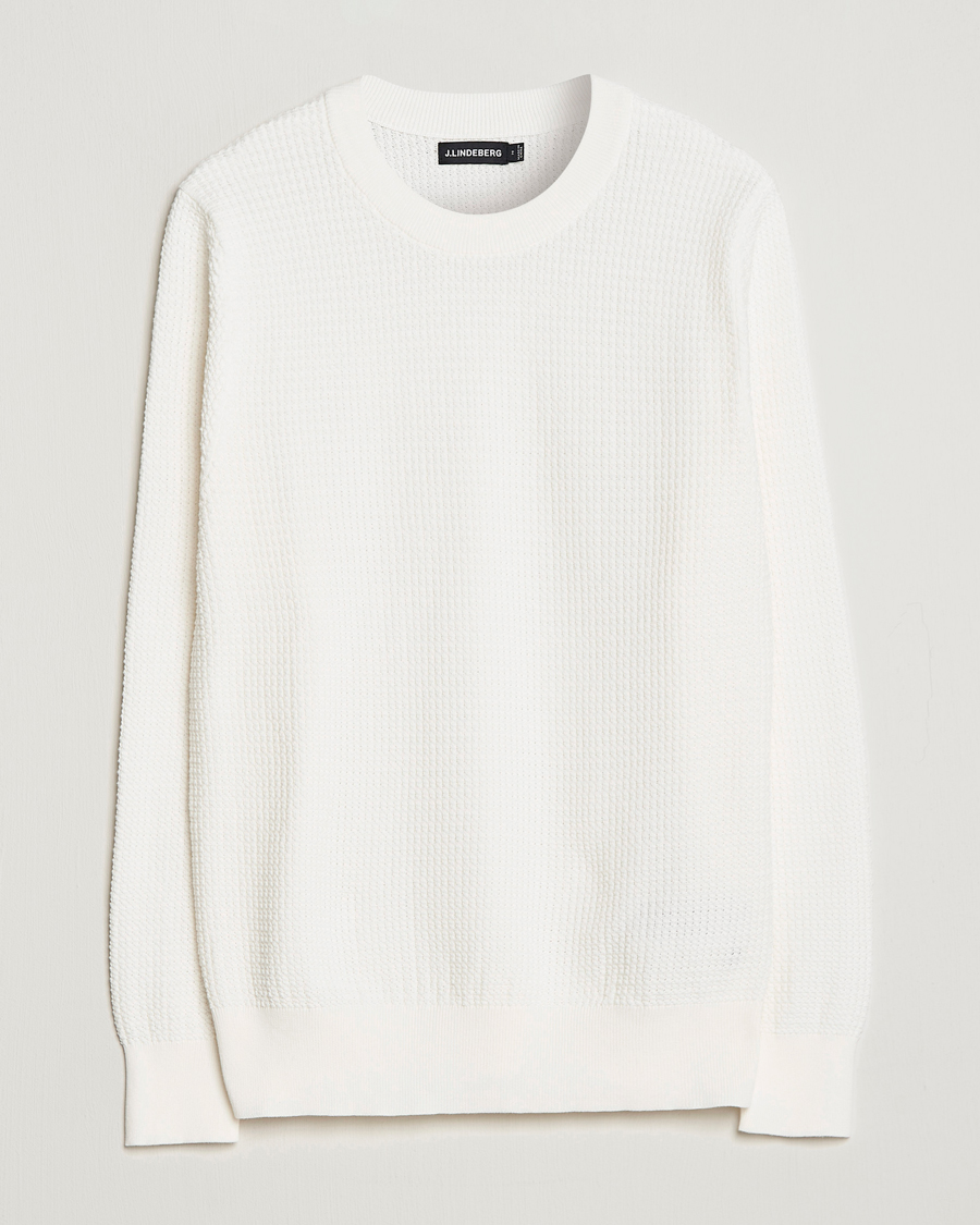 Herre | Trøjer | J.Lindeberg | Arthur Structure Organic Cotton Crew Neck Cloud White