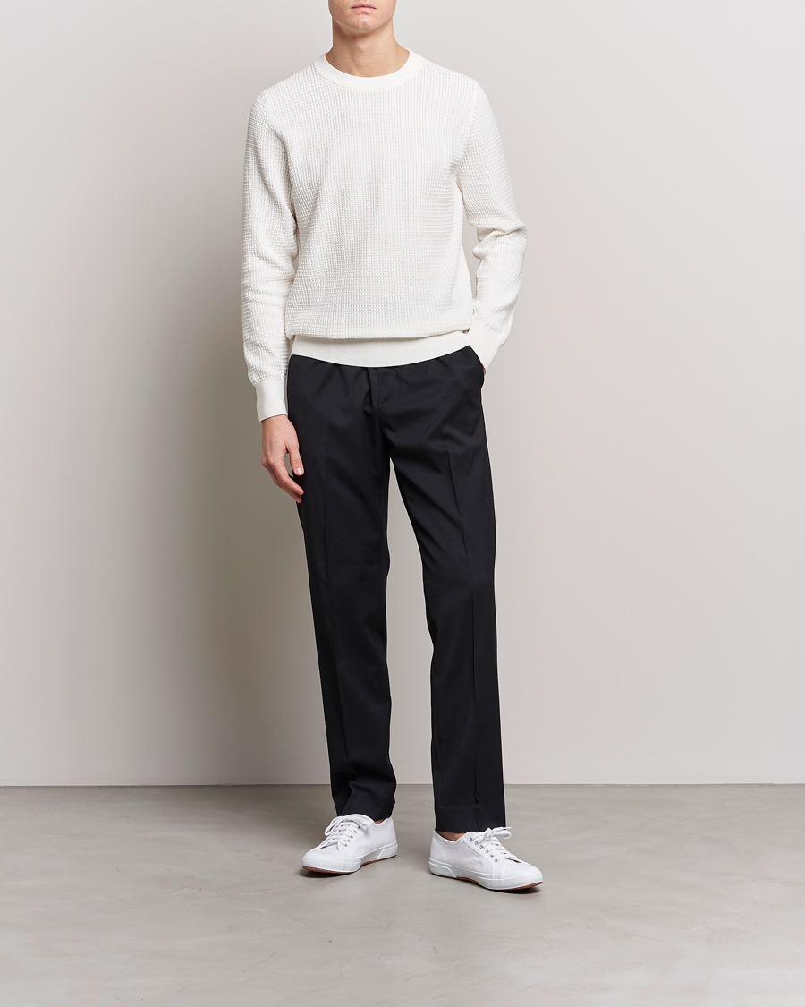 Herre | Trøjer | J.Lindeberg | Arthur Structure Organic Cotton Crew Neck Cloud White