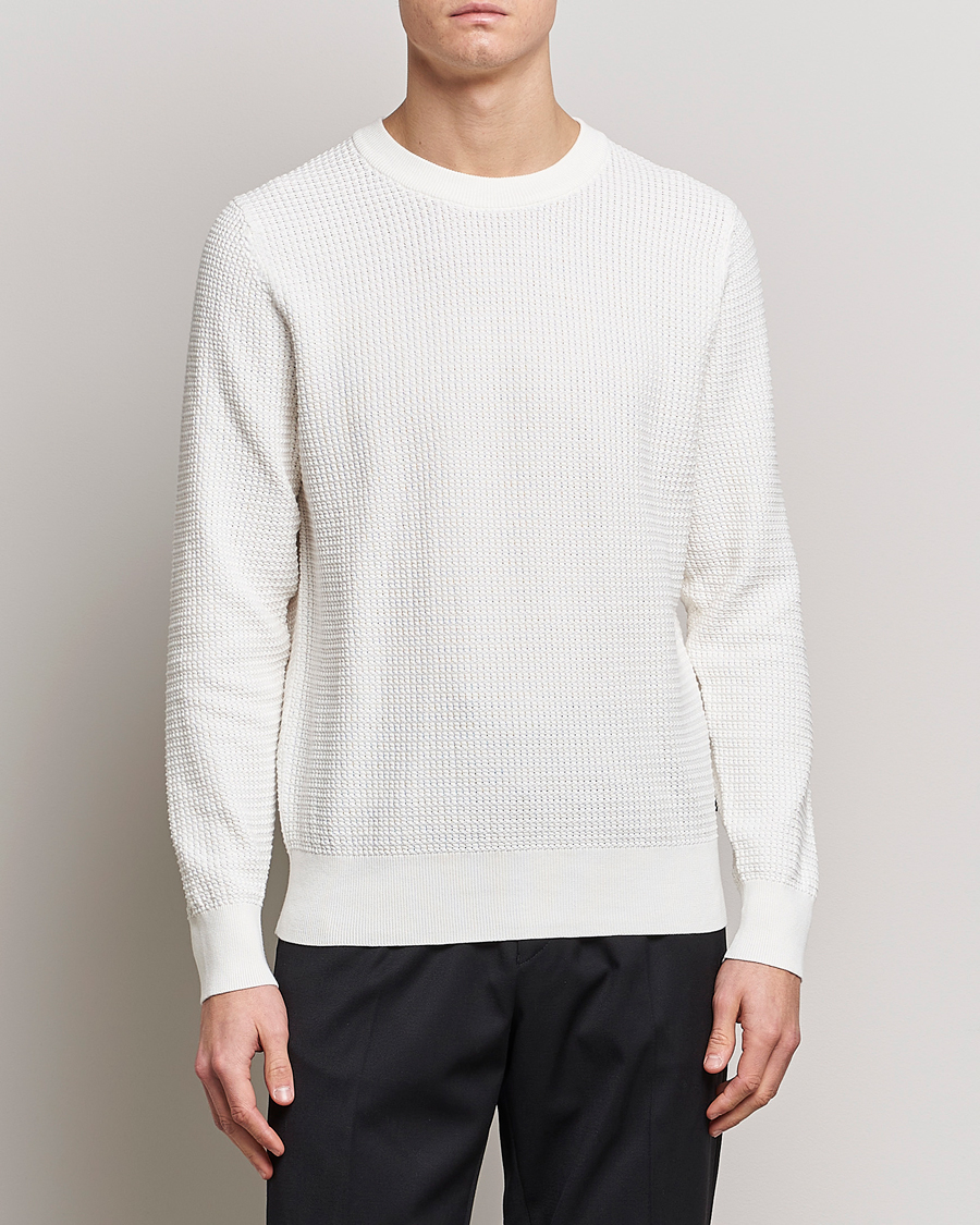 Herre | Trøjer | J.Lindeberg | Arthur Structure Organic Cotton Crew Neck Cloud White