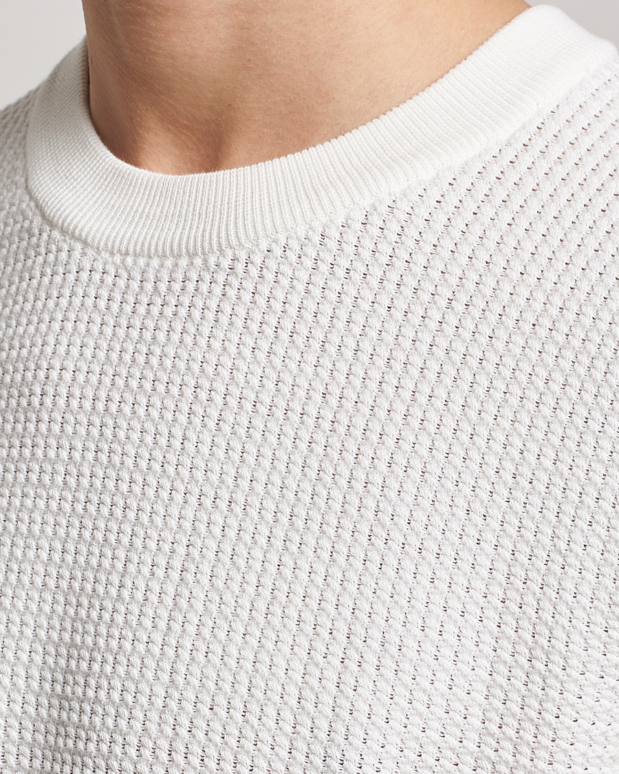 Herre | Trøjer | J.Lindeberg | Arthur Structure Organic Cotton Crew Neck Cloud White