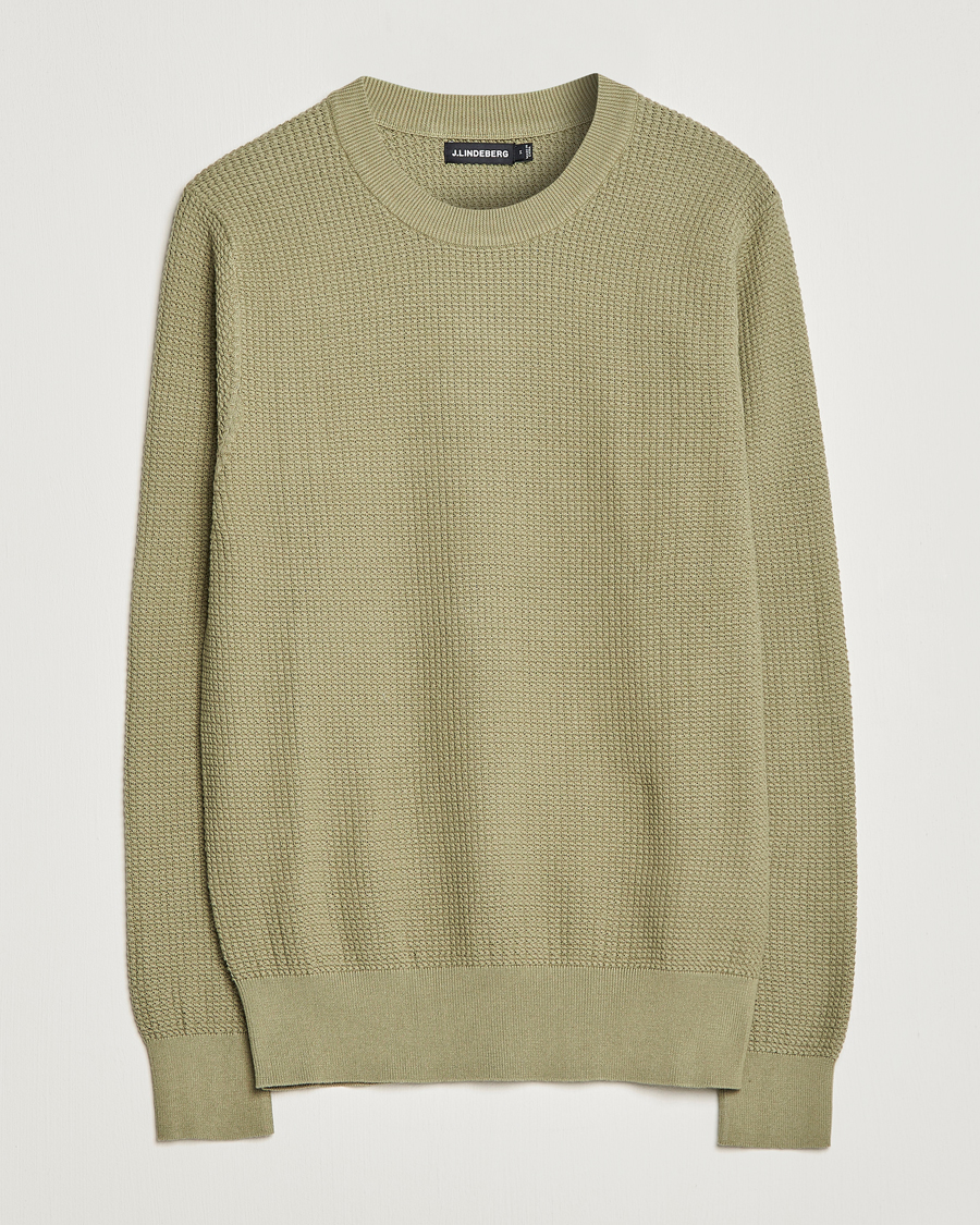 Herre | Trøjer | J.Lindeberg | Arthur Structure Organic Cotton Crew Neck Aloe