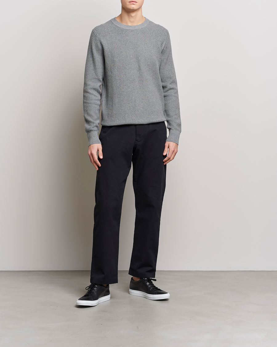 Herre | Trøjer | J.Lindeberg | Arthur Structure Organic Cotton Crew Neck Light Grey