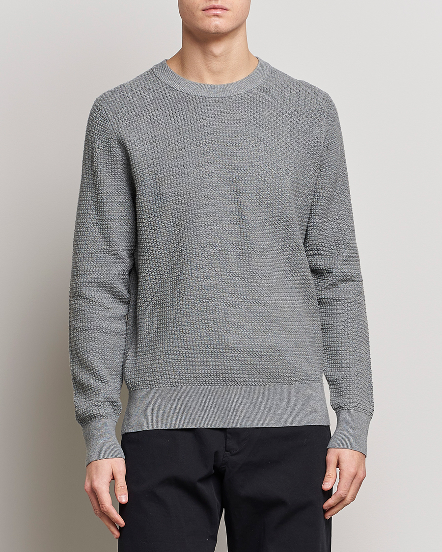 Herre | Trøjer | J.Lindeberg | Arthur Structure Organic Cotton Crew Neck Light Grey