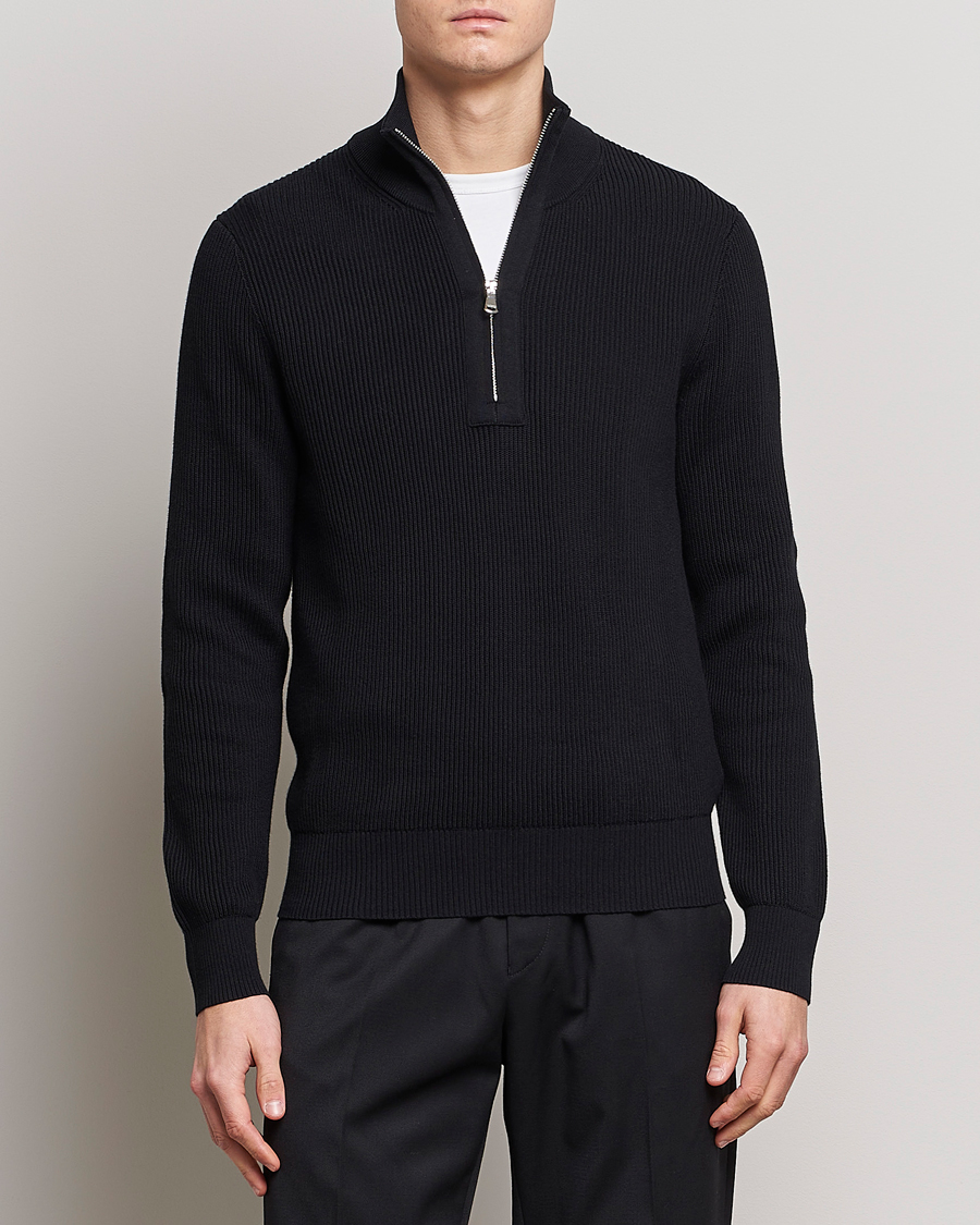 Herre | Trøjer | J.Lindeberg | Alex Half Zip Organic Cotton Sweater Black