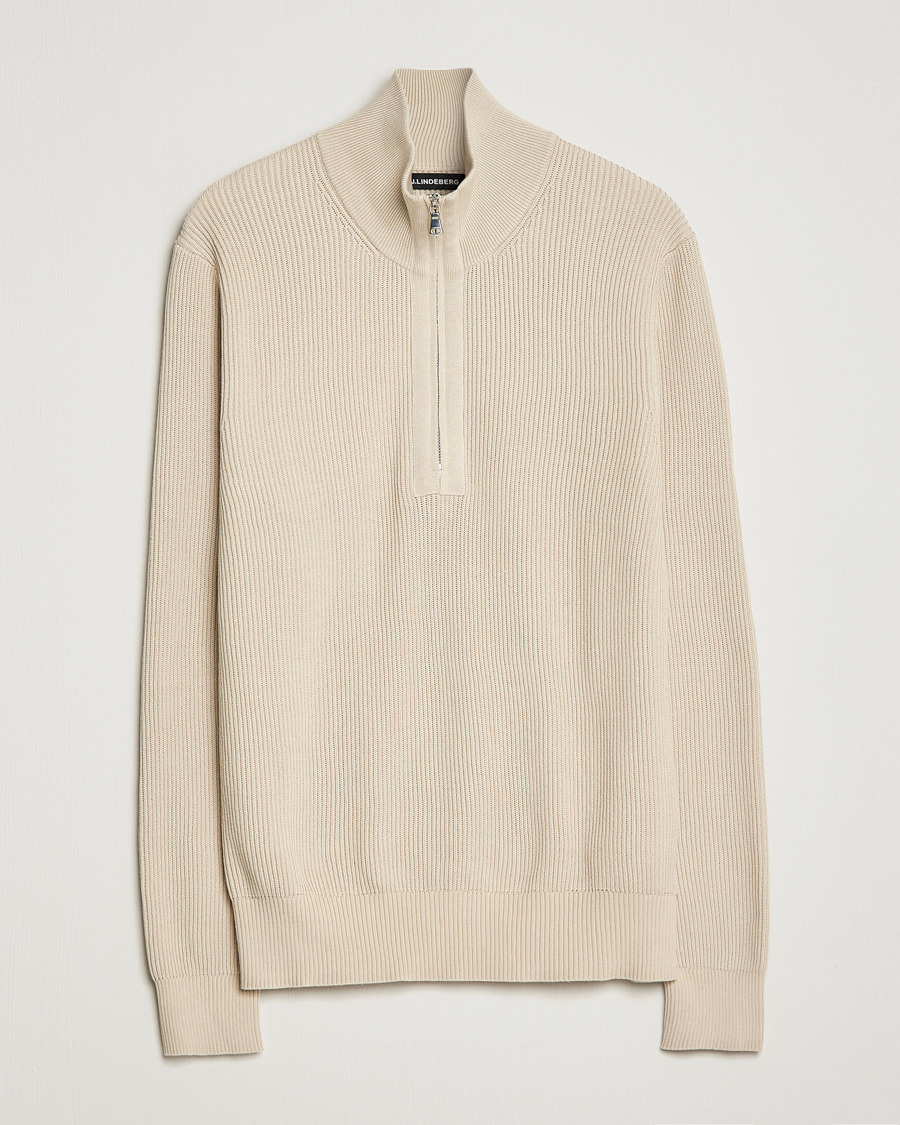 Herre | Trøjer | J.Lindeberg | Alex Half Zip Organic Cotton Sweater Turtledove