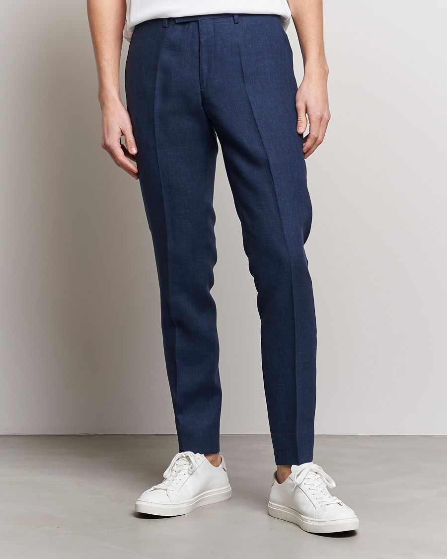 Herre | Hørbukser | J.Lindeberg | Grant Super Linen Trousers Blue Indigo