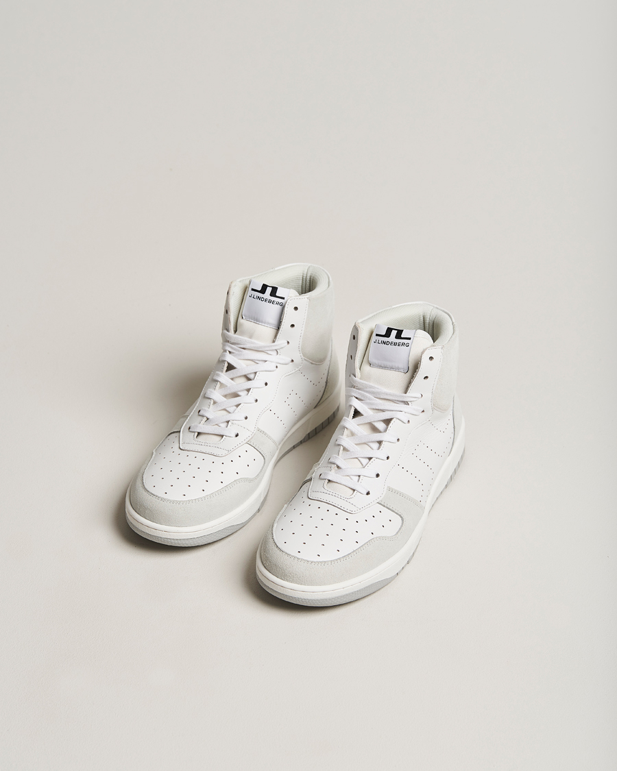 Herre | J.Lindeberg Kane High Top Leather Sneaker White | J.Lindeberg | Kane High Top Leather Sneaker White