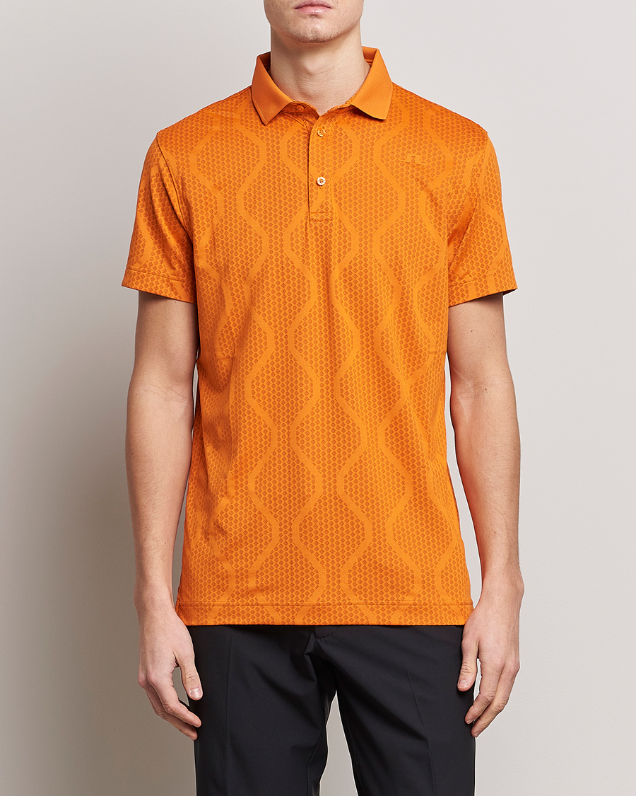 Herre | Golf | J.Lindeberg | Mat Jacquard Regular Fit Polo Russet Orange